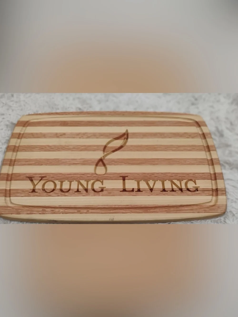 Home Striped Wooden Serving Board - Brown